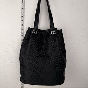 Rare Vintage BALLY Black Leather Drawstring Bucket Bag - Pristine Condition